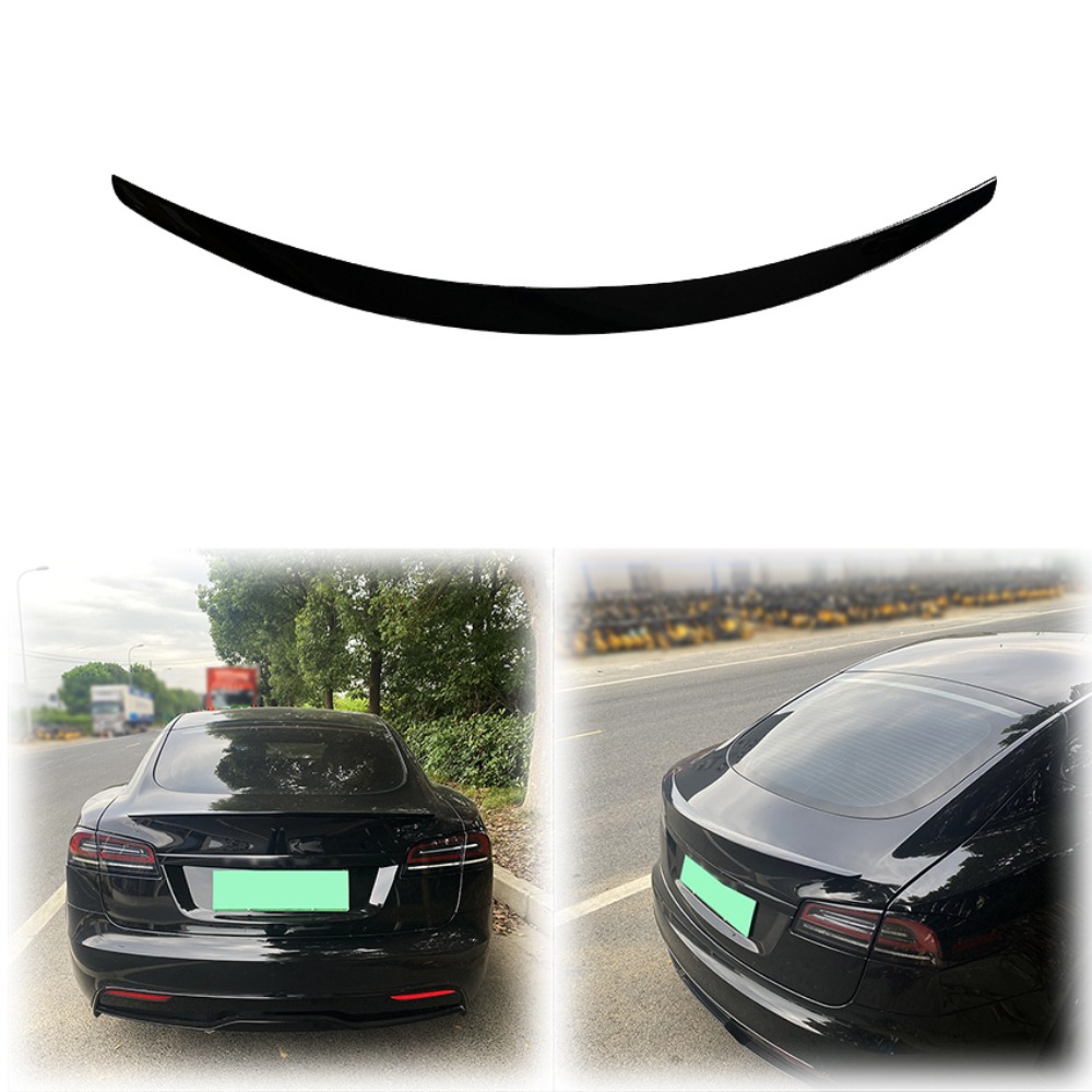 2012 から 2023 テスラモデル S 車のリアスポイラーウイングリップカバー高品質 ABS 材料グロスブラックカーボンファイバールックボディキット