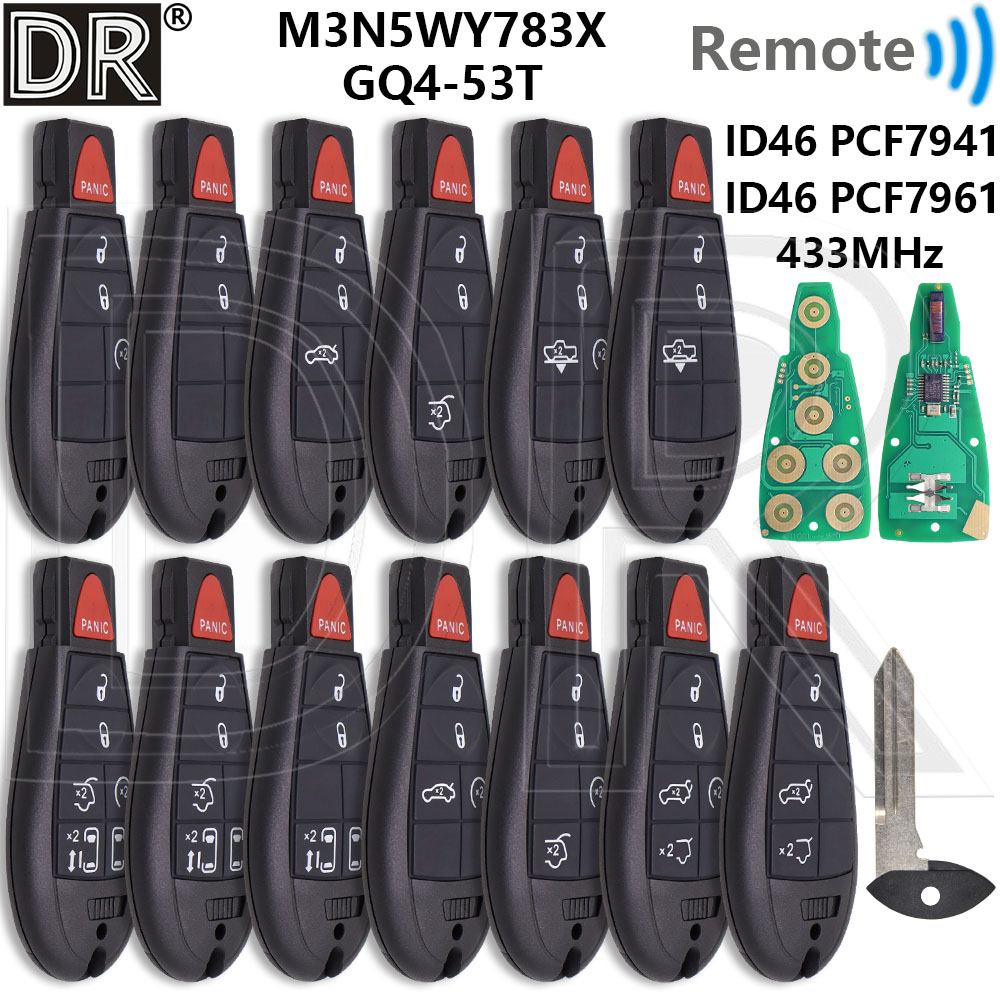 グレート 433MHz M3N5WY783X ID46 PCF7941 GQ4-53T PCF7961A 車リモートキージープチェロキークライスラータウン
