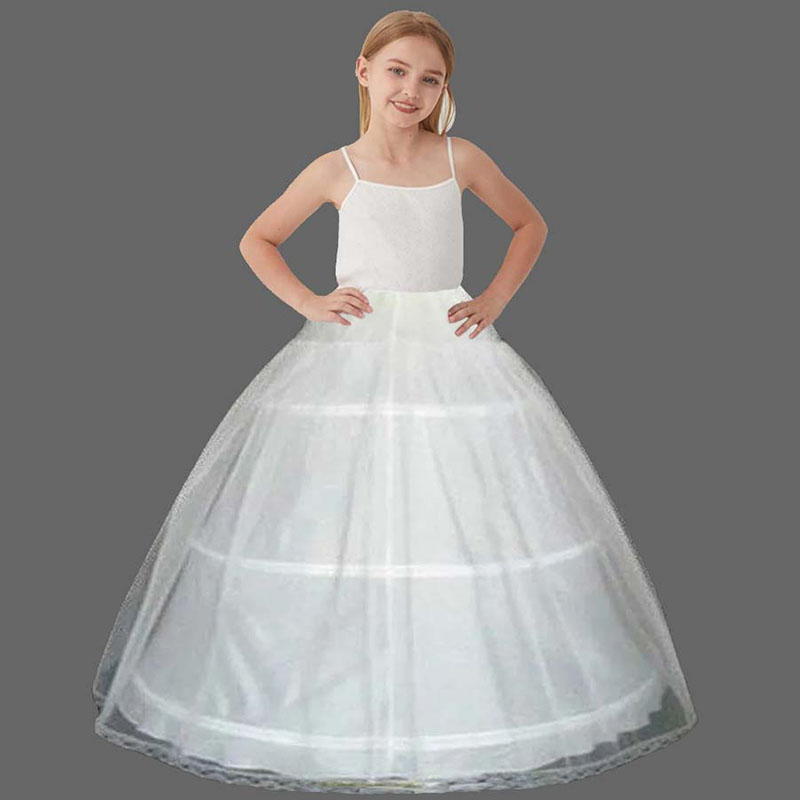 子供のための白いペチコート夜会服の結婚式のフラワーガールドレス 2/3 フープクリノリンふくらん子供スリップ高品質アンスコ