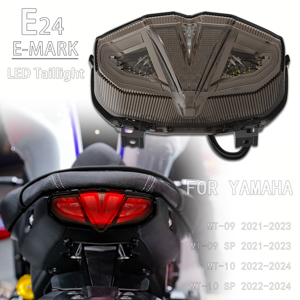 E24 LED テールライトヤマハ MT-09 SP MT09 MT 09 2021-2023 MT-10 MT10 2022-2024 オートバイリアテールブレーキライトランプインジケータ