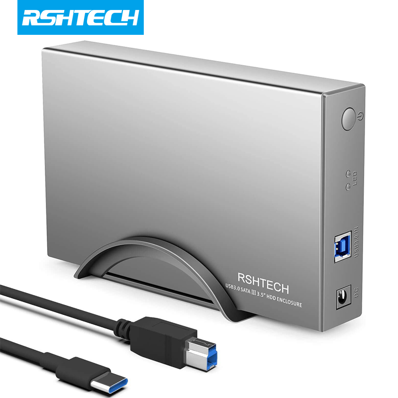 RSHTECH 3.5 インチ HDD ケース 5Gbps USB C to SATA 外付けハードドライブエンクロージャ UASP 自動スリープ 3.5 インチ SATA I/II/III HDD SSD 用
