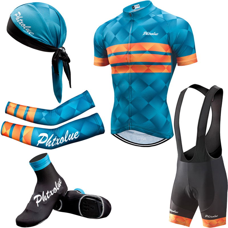 Phtxolue サイクリングセット男性 MTB ジャージサイクリングビブショーツキット抗 UV レーシングバイク服自転車サイクリング服スーツ QY620