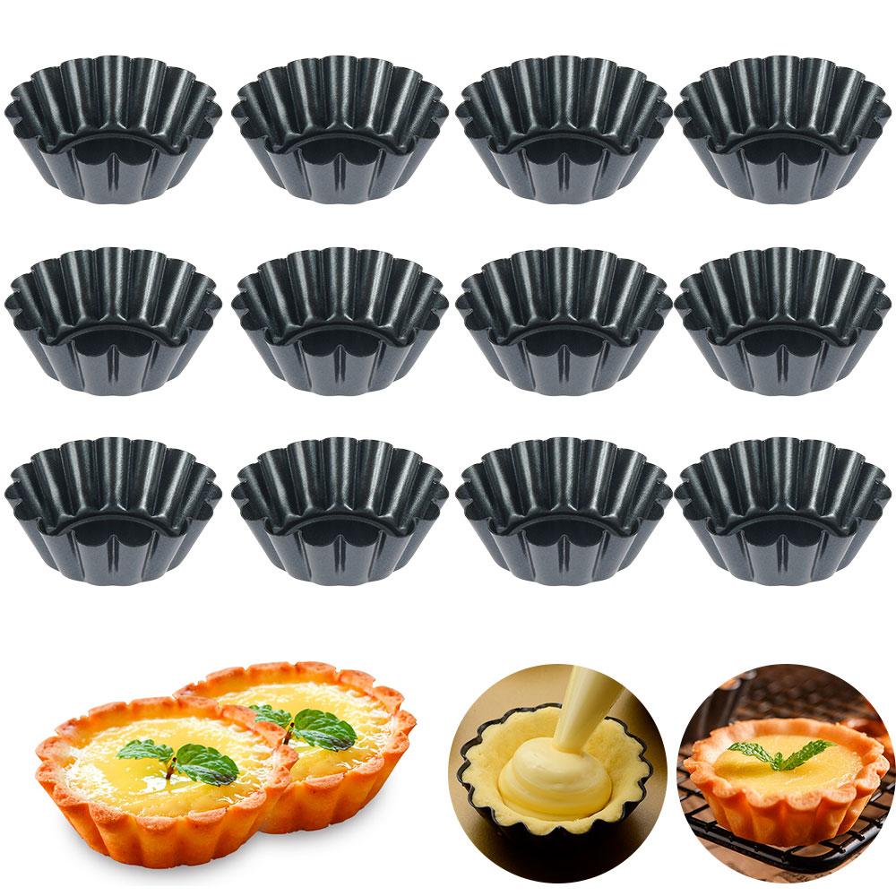 12 個パン型タルトキッシュフランケーキノンスティックパイピザ型カップケーキエッグタルトタルトレットベーキングモールドマフィンカップピザパン耐熱皿