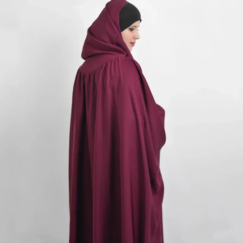 イードフード付きイスラム教徒女性 Khimar フルカバーアバヤロングマキシドレスイスラム祈り衣服ローブカフタントルコウムララマダン服