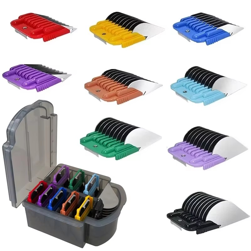 9 個動物ステンレススチールガイドコームセットほとんどの Oster/Wahl/Andis 取り外し可能なバリカン用 (スナップオンサイズのみ)