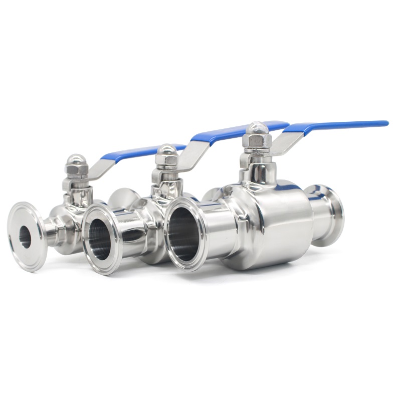 304/316Lステンレス鋼製サニタリースルーファストボールバルブ、外径19-51mm、3クリップカラー、25.4/50.5/64mm、自家製乳製品