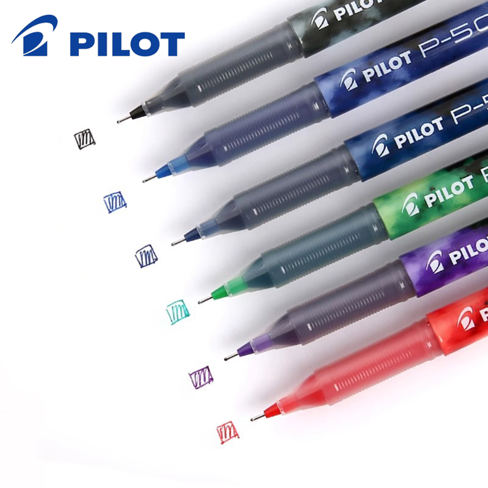 6pcs Japan Pilot Straight Liquid Gel Pen 0.5/0.7mm Straight Color Pen Large Capacity P500/P700 Black Pen Study Office Stationery