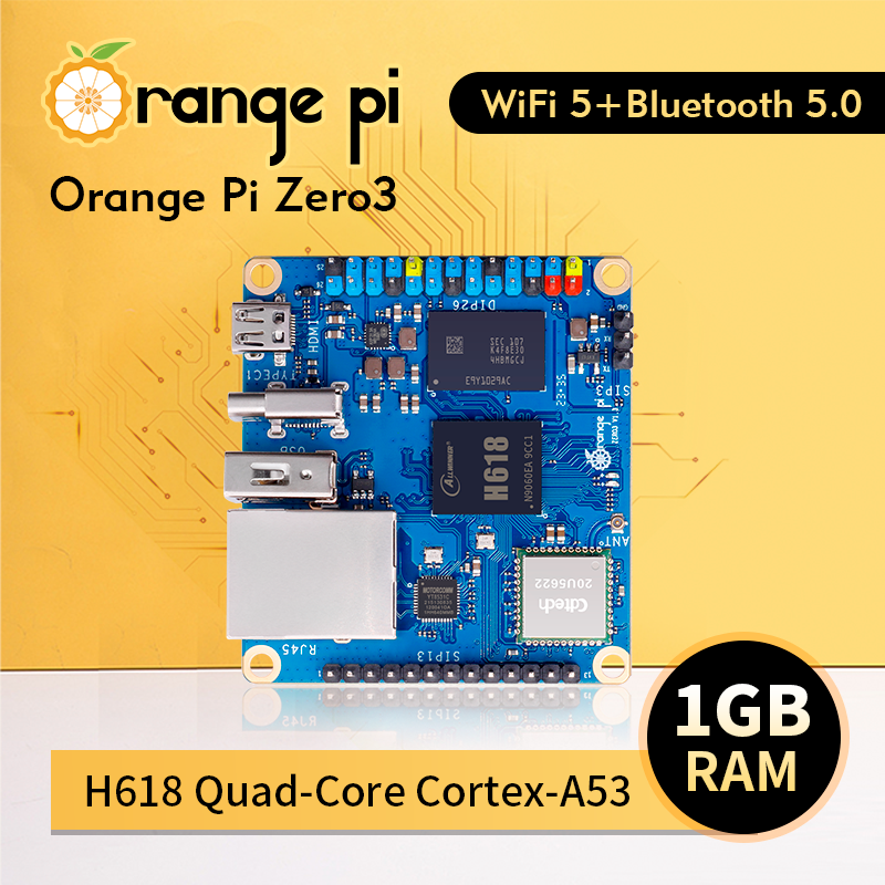オレンジパイゼロ 3 1 ギガバイトの Ram DDR4 Allwinner H618 WiFi5 Bluetooth5.0 ミニ PC 開発ボードオレンジパイゼロ 3 シングルボードコンピュータ