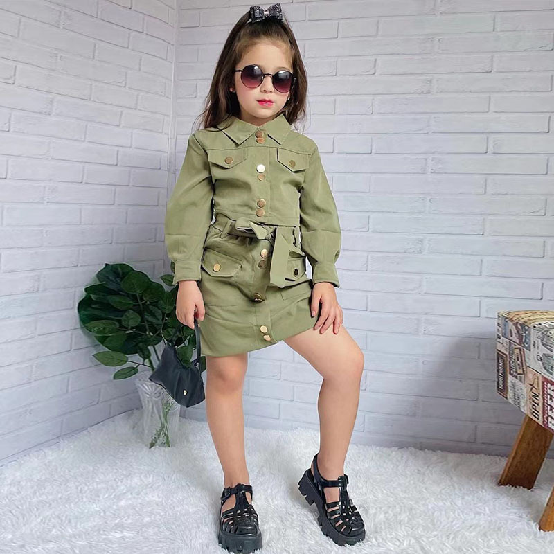 女の子服セット 夏子供服 女の子長袖シャツとスカートの2点セット 女の子服