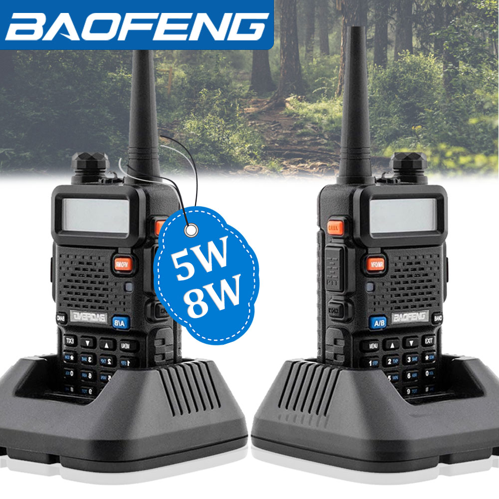 Baofeng トランシーバー UV 5R 5W 8W デュアルバンドハム双方向ラジオ Vhf Uhf FM ラジオハンドヘルドトランシーバー狩猟 16 キロ