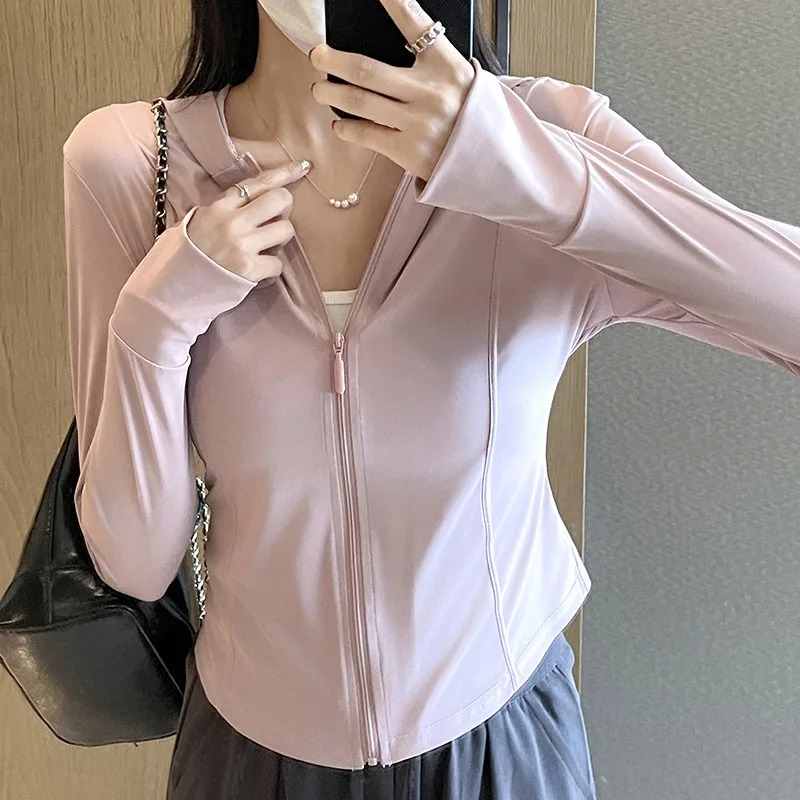S-2XL 新興スポーツコートパーカー女性ゴストレーナー太陽防護服 UV 防護服はクールで通気性