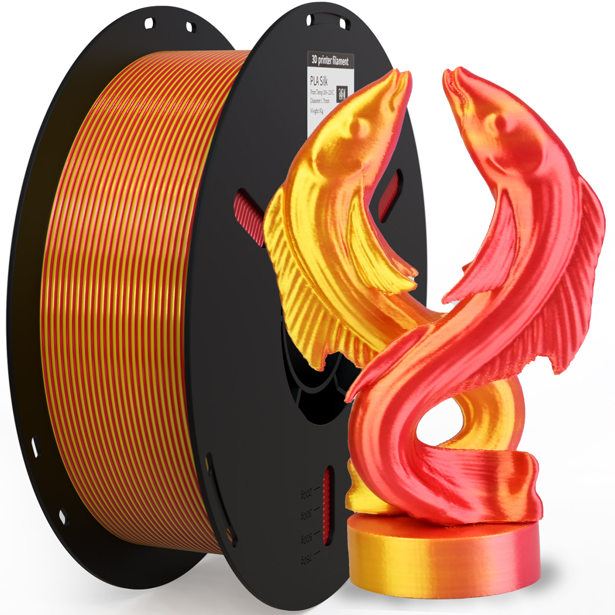 PRYNZU シルク PLA 1kg デュアルカラー光沢のある 3D プリンター プラスチック ワイヤー色変更 1.75mm スプール ほとんどの FDM プリンターと互換性あり