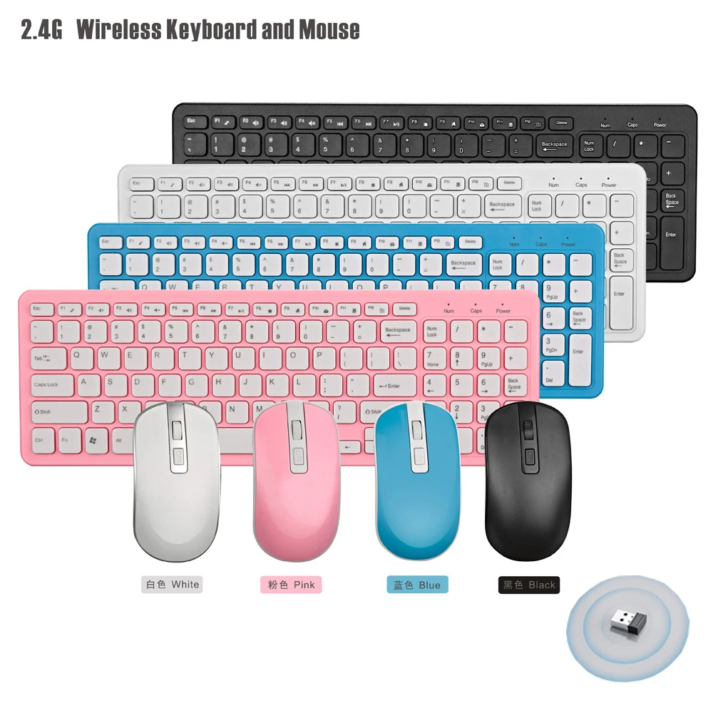 新しい 2.4 グラムワイヤレスキーボードとマウス Protable キーボードコンボ滑り止めマット付き Windows コンピュータデスクトップ PC ノートテレビ