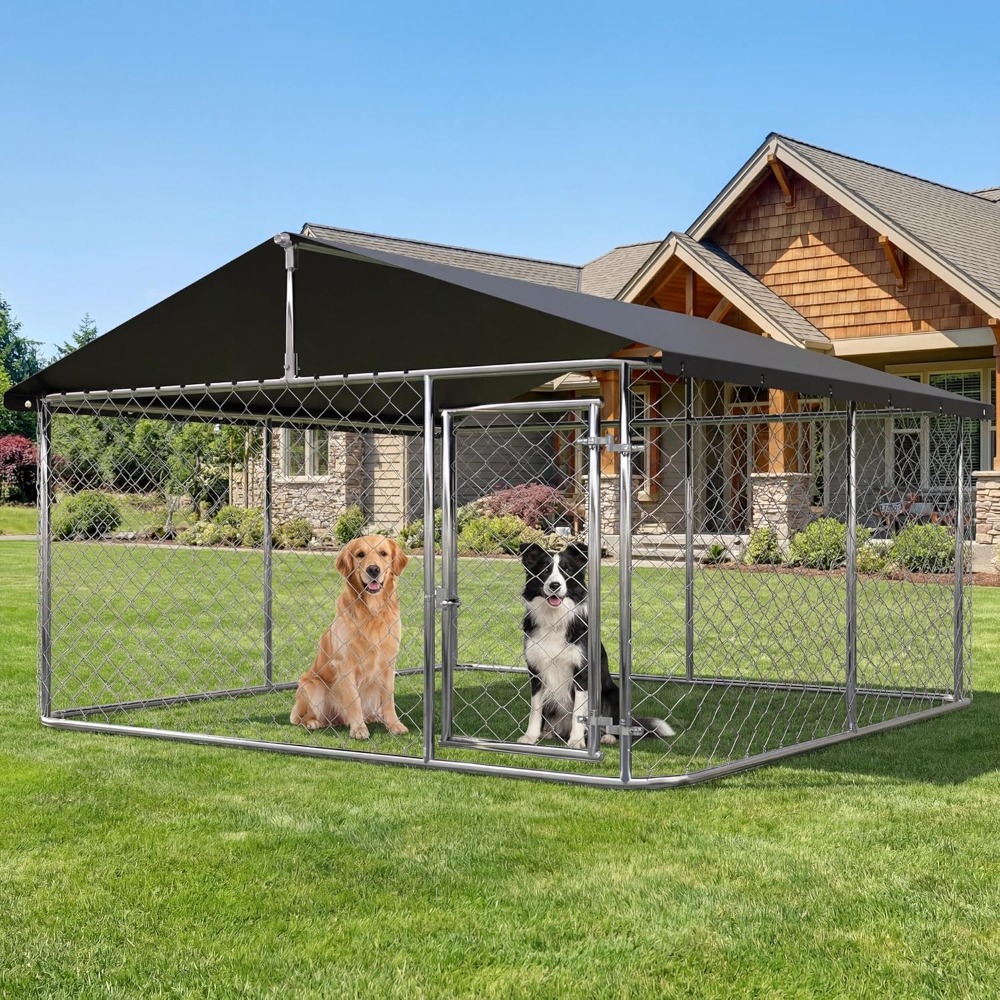 大型屋外犬用ケージ、頑丈な犬小屋ハウスメッシュ、安全なロック付きの大きなエンクロージャペット小屋スチールフェンス、カスタマイズされた