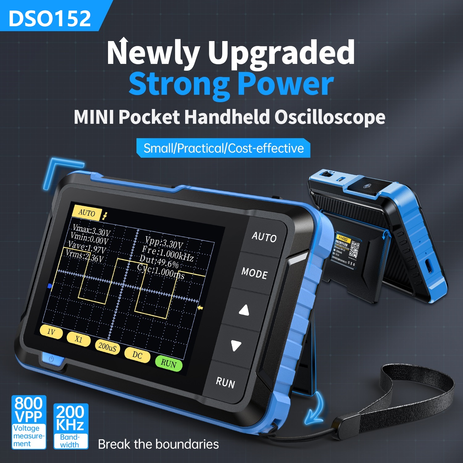 FNIRSI DSO 152 ミニハンドヘルドデジタルオシロスコープ、リアルタイムサンプリングレート 2.5MS/s、帯域幅 200KHz、トリガー機能