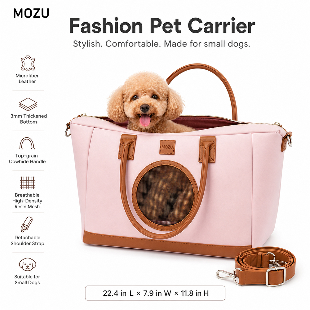 MOZU Luxury Fashion Dog Carrier Tote Bag Ins Style Designer Microfiber Leather Pet Carrier Elegant Travel Cat Purse Handbag