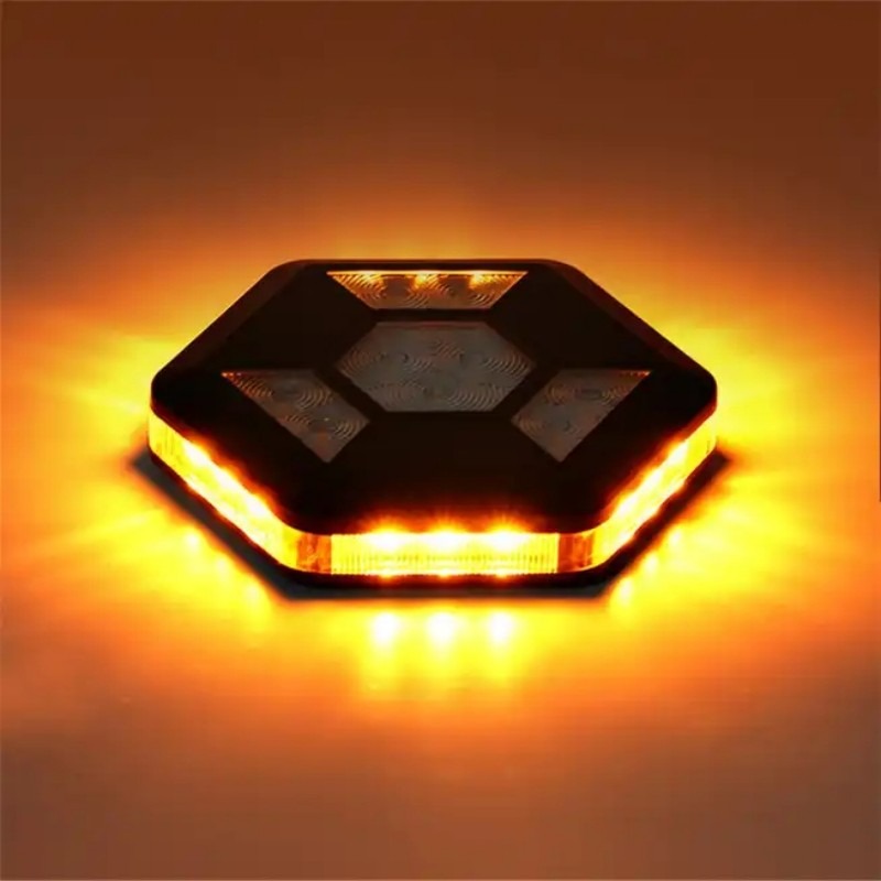360 度回転 LED 磁気警告灯点滅充電式黄白交通安全フラッシュ車の安全信号灯
