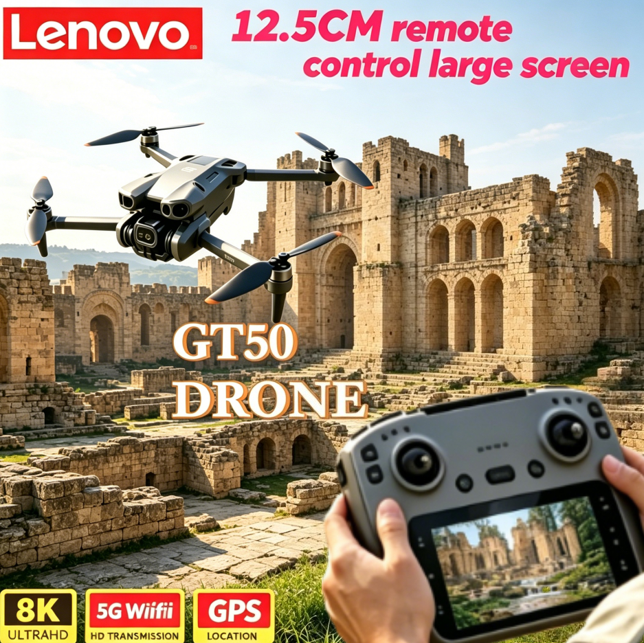 Lenovo GT50 軽量ブラシレス クアッドコプター GPS 8K HD 5G WIFI FPV ドローン スクリーン RC コントローラー プロの航空映像用