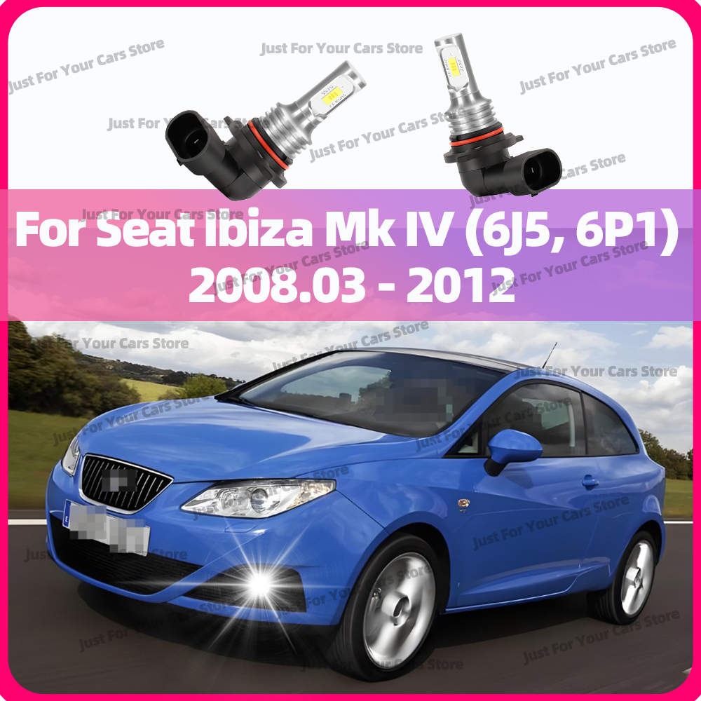 2x LED フォグランプ 6000K 車フロントフォグランプ電球 Seat Ibiza 4 Mk4 (6J5、6P1) 2008.03 2009 2010 2011 2012 プラグアンドプレイ交換