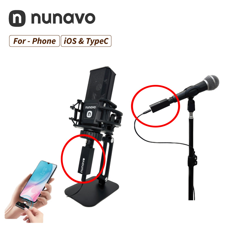 NUNAVO ワイヤレスマイクコンバーター XLR 送信機受信機送信電話 Android スマートフォンインタビューライブストリーム