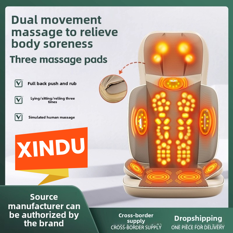 XINDU 3D ネックヒップマッサージチェアパッド電熱振動頸椎バックボディクッションマッサージ家庭用腰椎マットレス
