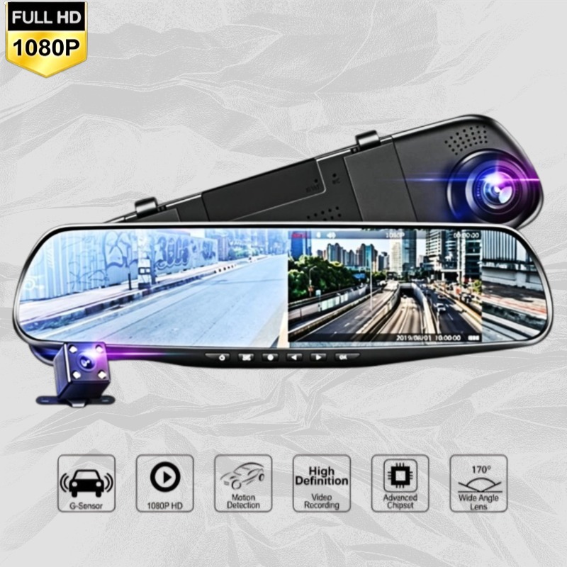 車のバックミラーダッシュカム HD 1080P フロントとリアのデュアル録画自動 DVR 逆画像オートインテリアアクセサリー