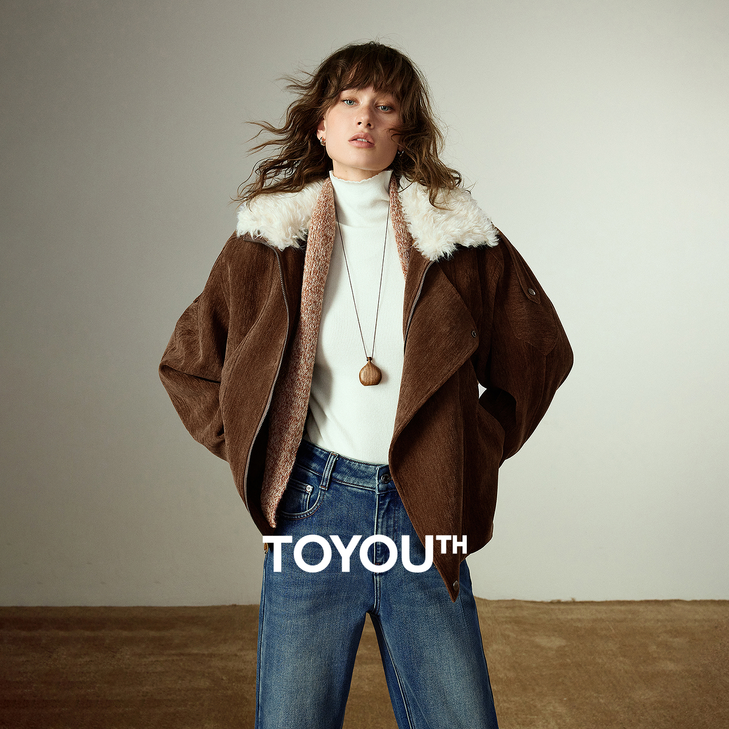 TOYOOUTH 女性の綿パッド入りコート 2025 冬の新レトロシェニール遊牧民スタイル暖かいぬいぐるみ襟ジャケットコート