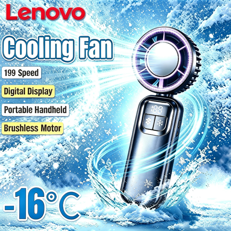 Lenovo ハンドヘルドファン冷却アイスクーラー充電式 USB ブラシレスモーター 199 高速ターボジェットファン屋外旅行オフィス用