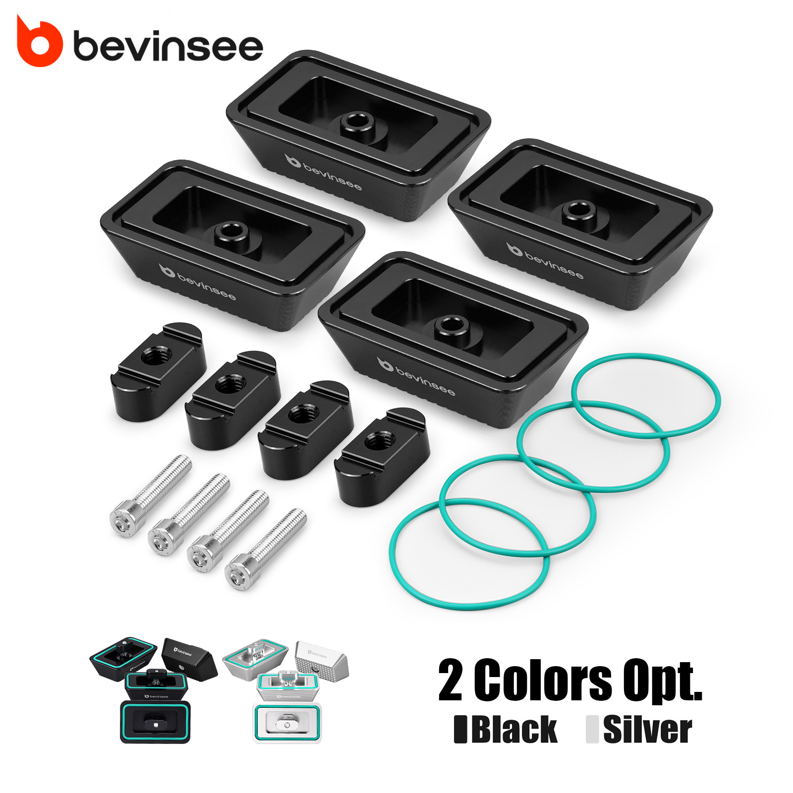 BEVINSEE ビレットアルミジャックパッドアダプターセット BMW E46 320d 320i 325i 330i 330d X3 E83 Z4 E85 E89 E86 交換用 51717065919
