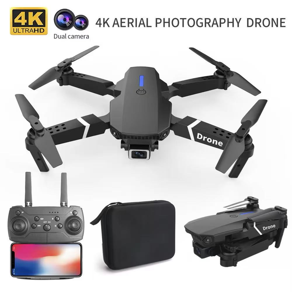 プロフェッショナルドローン E88 4k 広角 HD カメラ WiFi fpv 高さホールド折りたたみ式 RC クワッドローターヘリコプターカメラフリー子供のおもちゃ