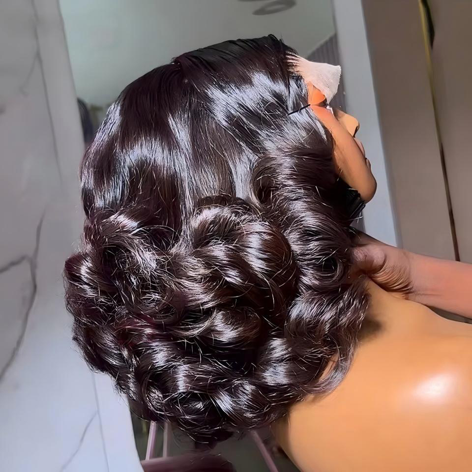 12A ベトナム生毛ウィッグ 250 密度オンブルダブル描画弾むカーリールーズウェーブ 13x4 HD レースフロントグルーレスウィッグ事前摘み取り