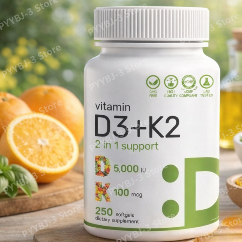 ビタミン D3 K2 MK7 ソフトジェル 250 カウント 2-in-1 複合体 非遺伝子組み換え 大豆フリー グルテンフリー 骨の健康サポート 免疫システムブースター