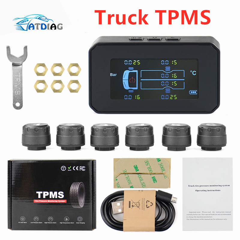 トラック車用 TPMS タイヤ空気圧監視システム 6 個外部センサー LCD カラースクリーン監視タイヤ空気圧範囲
