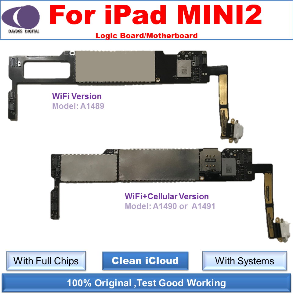 iCloud 無料ロック解除マザーボード iPad mini 2 ロジックボード A1489 A490 A1490 フルチップとシステム