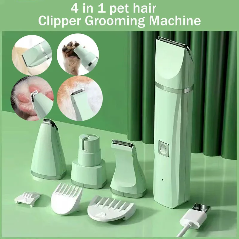4-in-1 多機能タイプ c 充電犬バリカンコードレスペットシェーバーバリカントリマー低ノイズペットグルーミングツール
