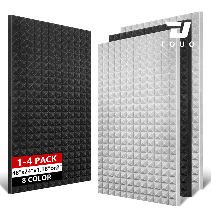 TOUO 消音音響フォーム 1-4 パック ピラミッドパネル 47.2 インチ x 23.6 インチの壁断熱材 ホームスタジオまたは KTV 用