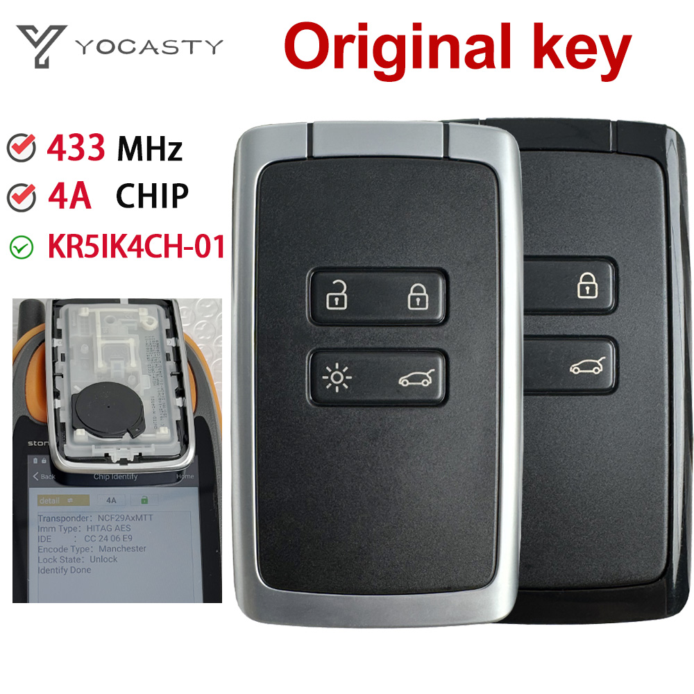 YOCASTY オリジナル Remont 車 Key434Mhz 4A チップ OEM KR5IK4CH-01 ルノー Kadjar Clio5 ゾーイコレオスキャプチャ風光明媚なメガネお守り