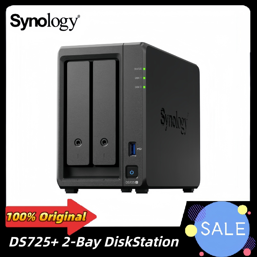 オリジナル Synology 2 ベイ DiskStation DS725 ネットワーク クラウド ストレージ サーバー 2.5GbE 4GB DDR4 ECC SODIMM 2 ベイ エンクロージャ (ディスクレス)