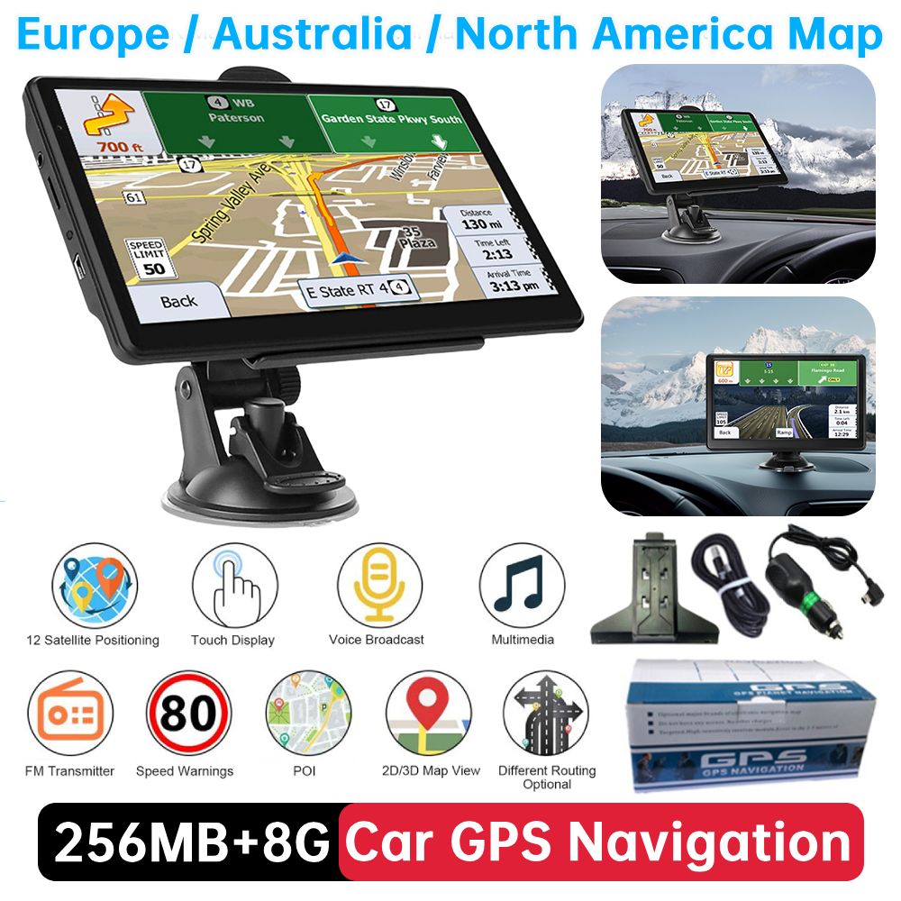 車の GPS ナビゲーション音声プロンプト EU AU US 地図 7 インチ HD TFT タッチスクリーントラック GPS ナビゲーター 256MB 8G 自動衛星 2025