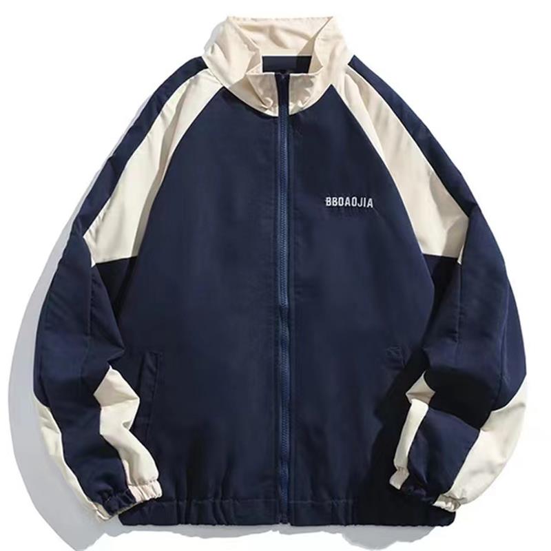 反射ストライプメンズジャケット 2026 ヒップホップストリートコートジッパーアップジャケットウインドブレーカー原宿薄いコートスポーツ黒青