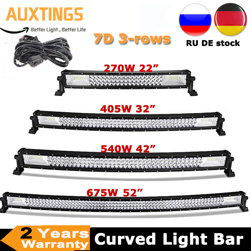 22 "32" 42" 52" 270 ワット 405 ワット 540 ワット 675 ワット湾曲 LED ライトバーオフロード Led バーコンボビーム 9v 30v 4 × 4 4WD SUV ATV ボートトラック車
