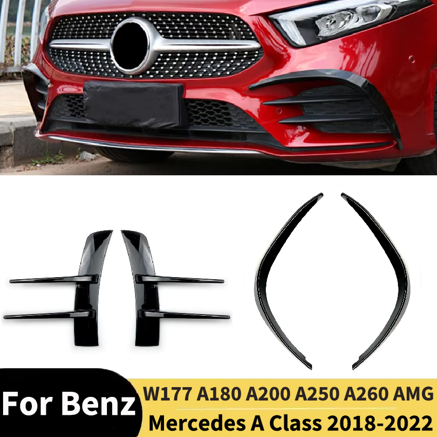 メルセデスベンツ W177 A180 A200 A250 A260 AMG A35 2018-2022 車のフロントカナードエプロンバンパースプリッタースポイラーエアロボディキット