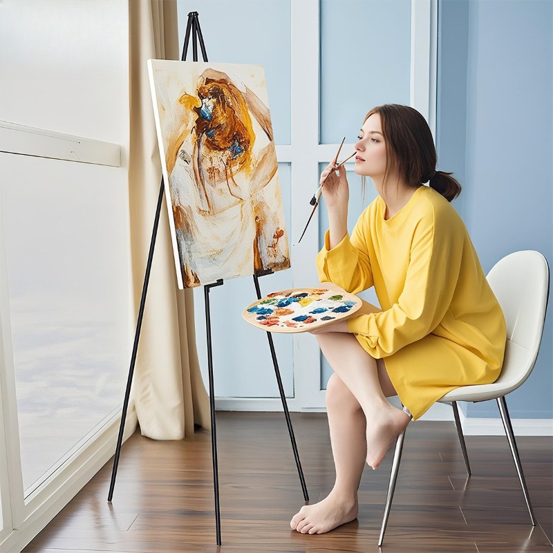 ポータブルイーゼルウェディングディスプレイスタンドウェルカム背景スタンド油絵スケッチ折りたたみ金属三脚画材