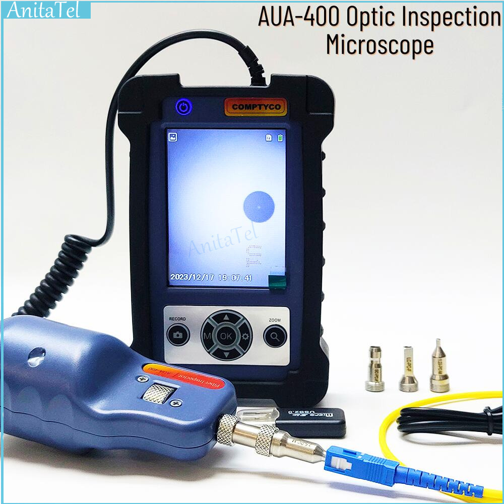 AUA-400 光学検査顕微鏡プローブファイバーインスペクター LCD 付き、モニターサポート UPC/APC アダプター、3.5 "表示画面