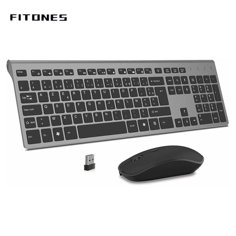 ワイヤレスキーボードとマウスの組み合わせ、2.4 ギガヘルツ安定接続充電式バッテリー、英国/フランス/韓国/スペイン/米国レイアウト