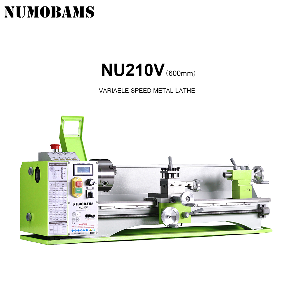 NUMOBAMS NU210V-600 ミニ汎用金属旋盤 600mm、1100W ブラシレスモーター、コスト効率に優れています