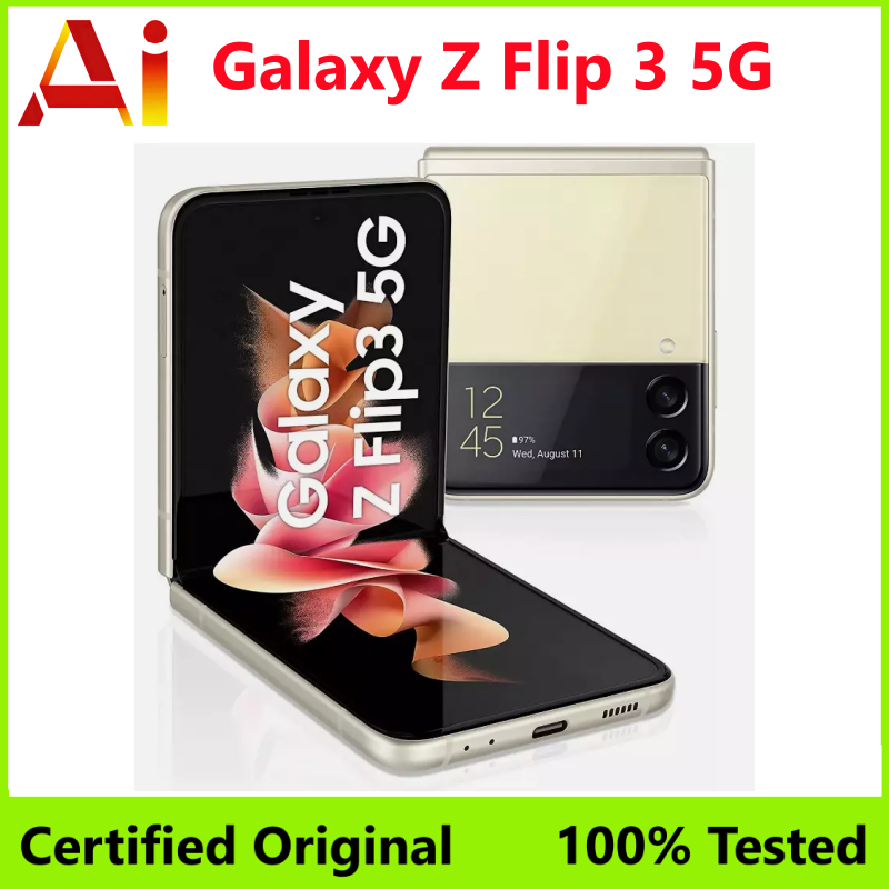 Samsung Galaxy Z Flip3 フリップ 3 5G F711U1 F711N F711B 6.7" 8GB 128/256GB NFC Snapdragon ロック解除折りたたみ式携帯電話