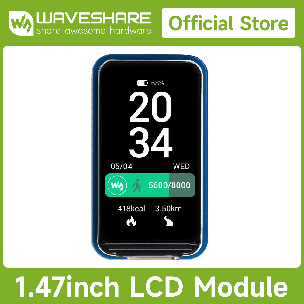 Waveshare 1.47 インチ LCD ディスプレイ モジュール、角丸、解像度 172x320、Raspberry Pi/Arduino 用 SPI インターフェイス