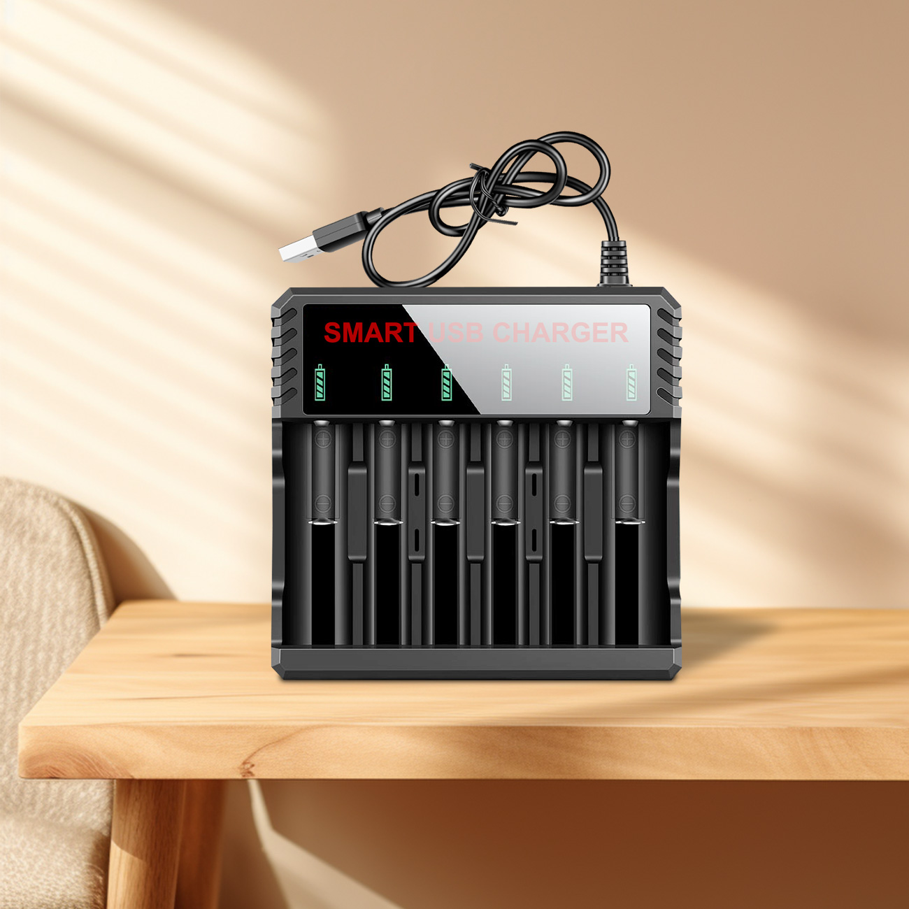 6 スロットバッテリー充電器充電 3.7 v 4.2 v リチウム充電式電池互換性 18650 26650 14500 リチウム電池