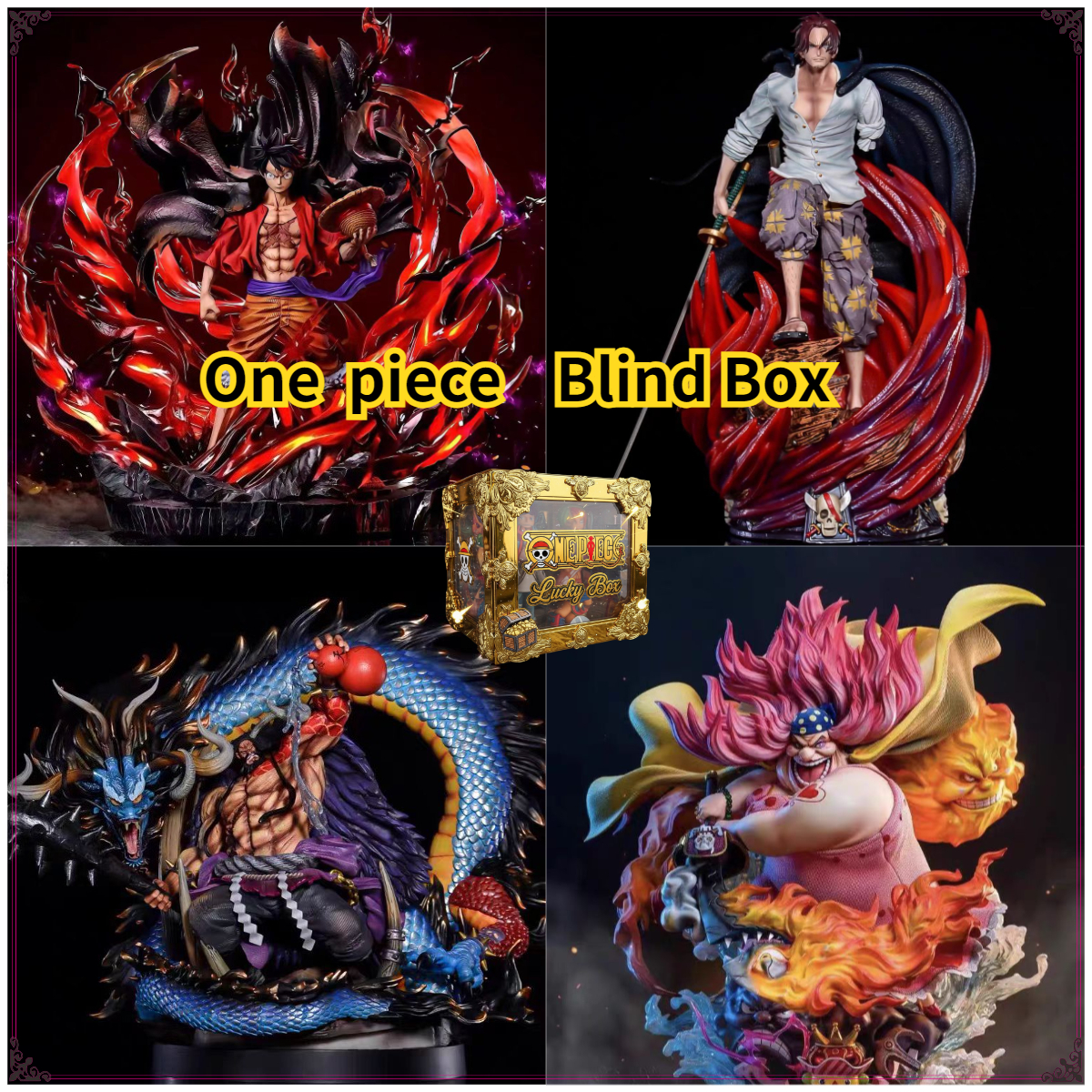 ワンピースブラインドボックス玩具アニメフィギュアコレクションルフィゾロサンジ PVC モデルランダムギフトコレクターファンのための